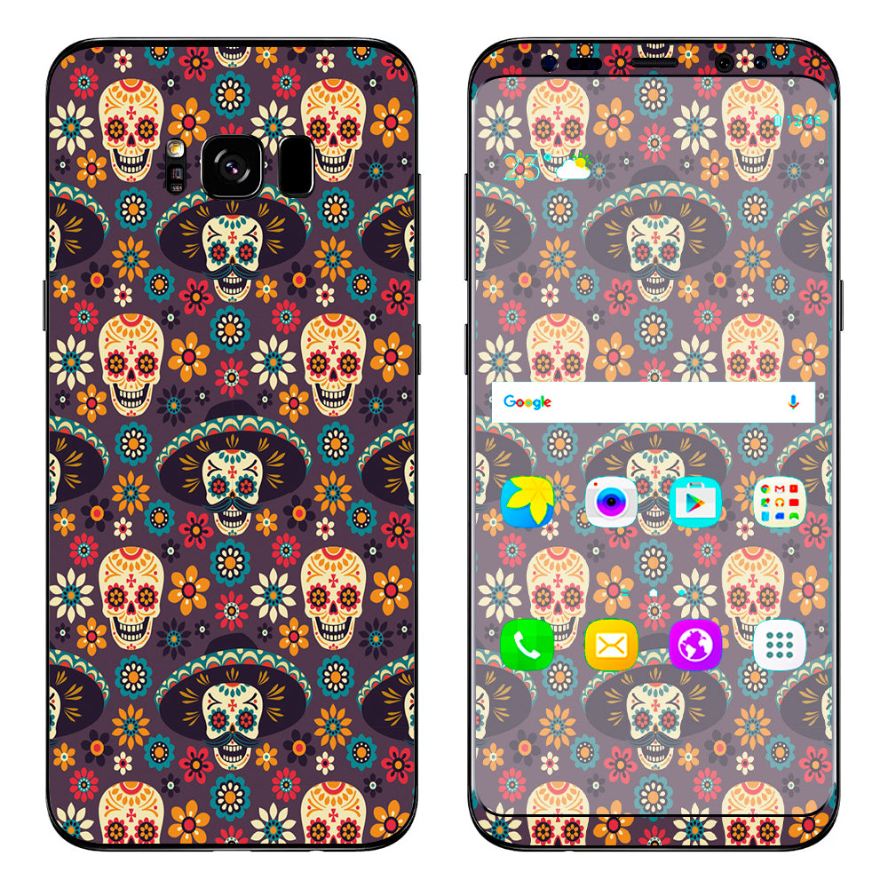  Sugar Skulls Sombrero Day Of The Dead Samsung Galaxy S8 Skin