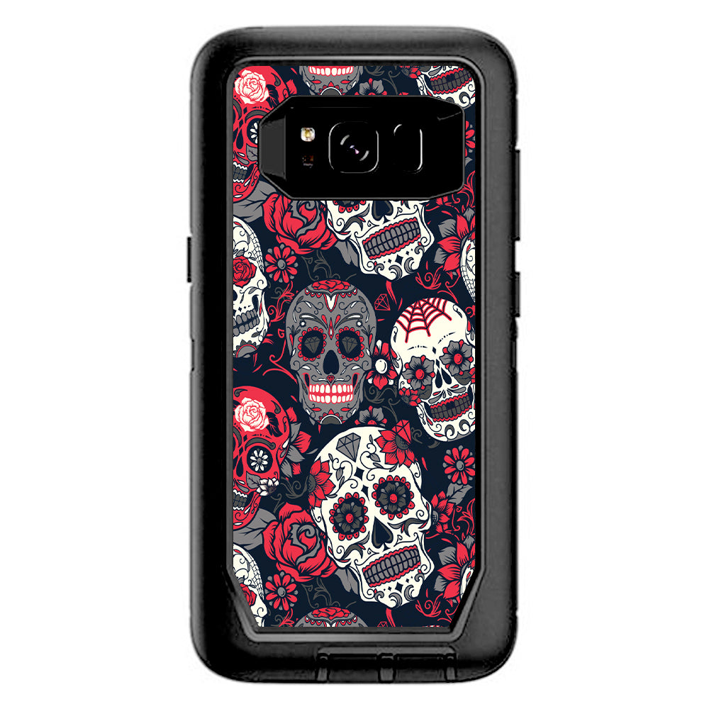  Sugar Skulls Red Black Dia De Los Otterbox Defender Samsung Galaxy S8 Skin