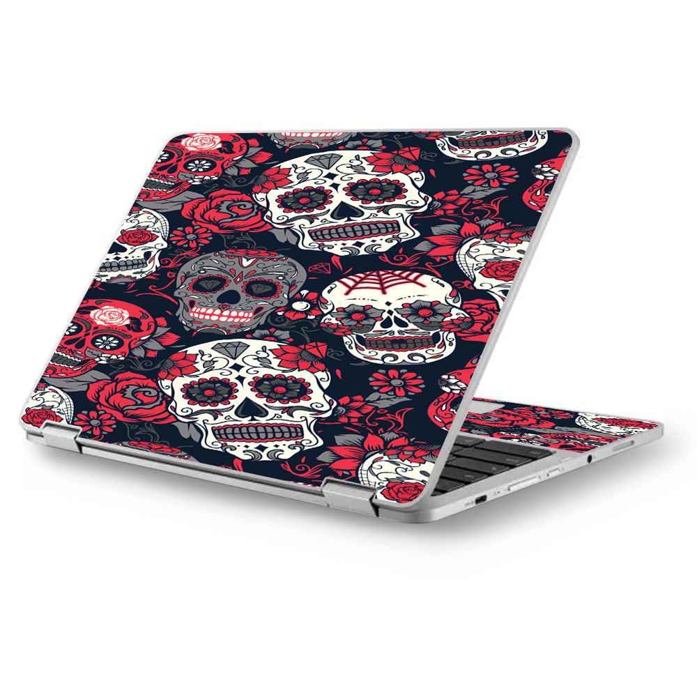  Sugar Skulls Red Black Dia De Los Asus Chromebook Flip 12.5" Skin