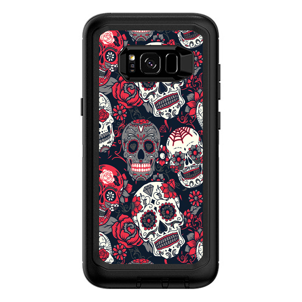  Sugar Skulls Red Black Dia De Los Otterbox Defender Samsung Galaxy S8 Plus Skin
