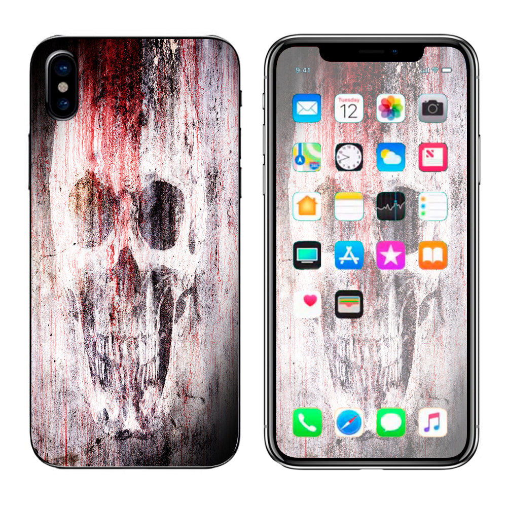  Tattered Skull Blood Skull Dead Apple iPhone X Skin