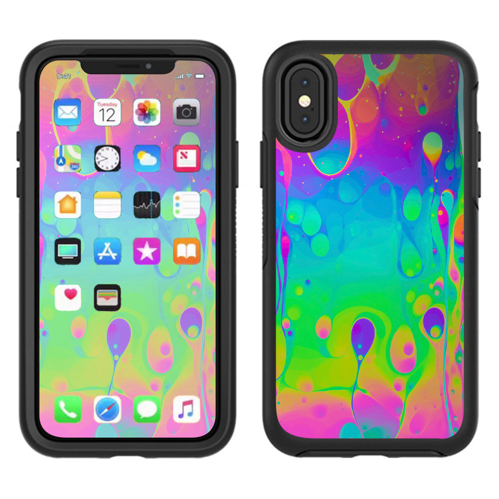  Trippy Tie Die Colors Dripping Lava Otterbox Defender Apple iPhone X Skin