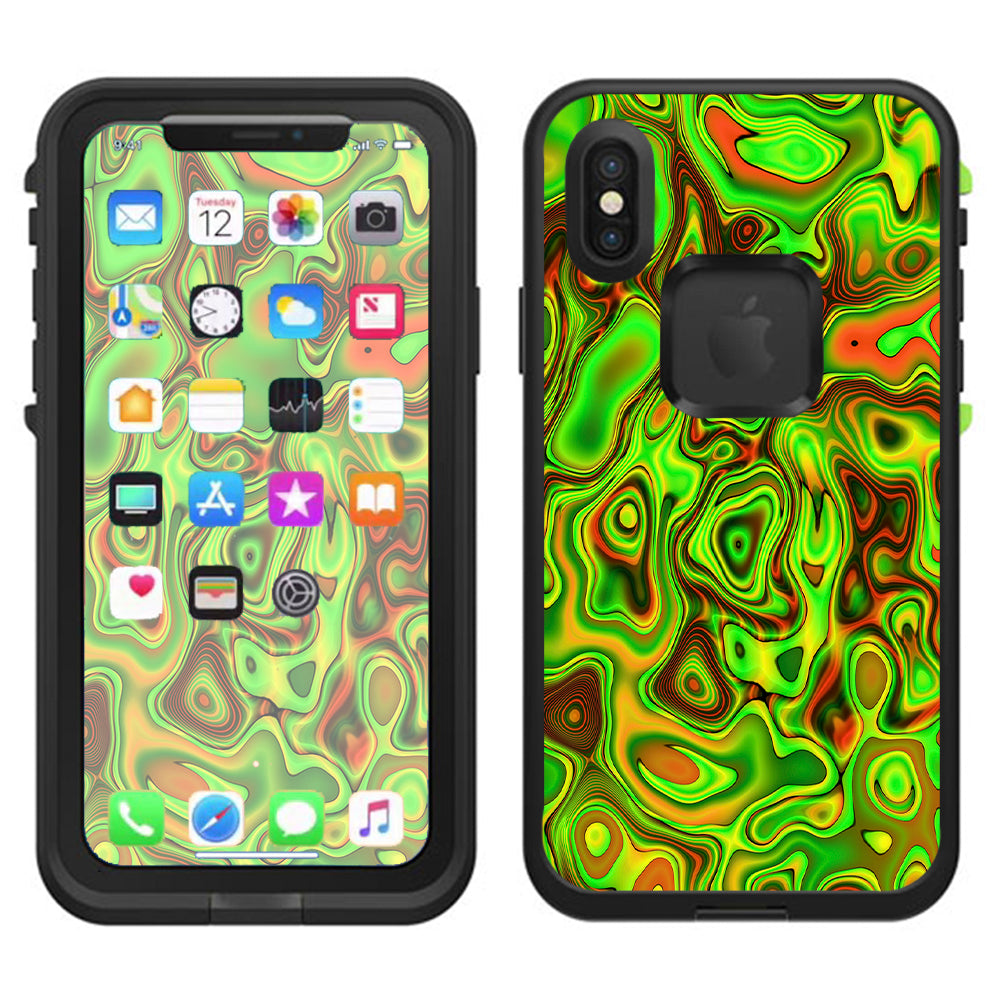  Green Glass Trippy Psychedelic Lifeproof Fre Case iPhone X Skin