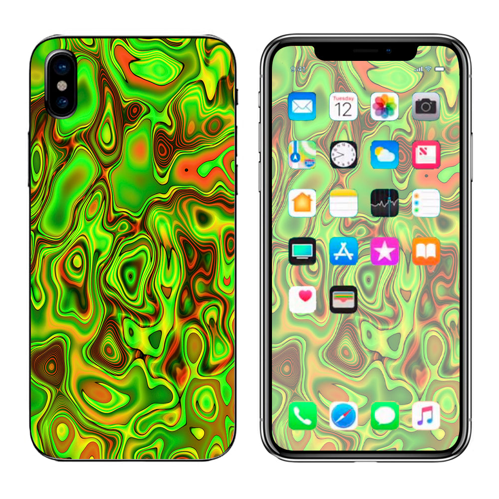  Green Glass Trippy Psychedelic Apple iPhone X Skin