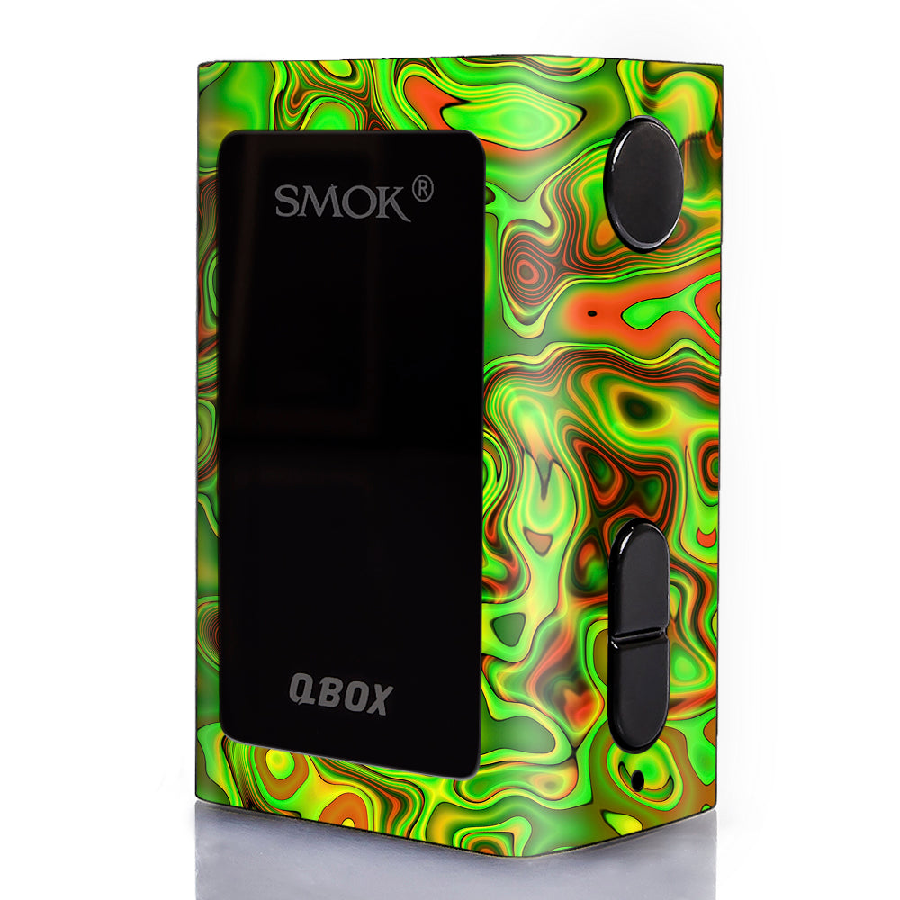  Green Glass Trippy Psychedelic Smok Qbox 50w tc Skin
