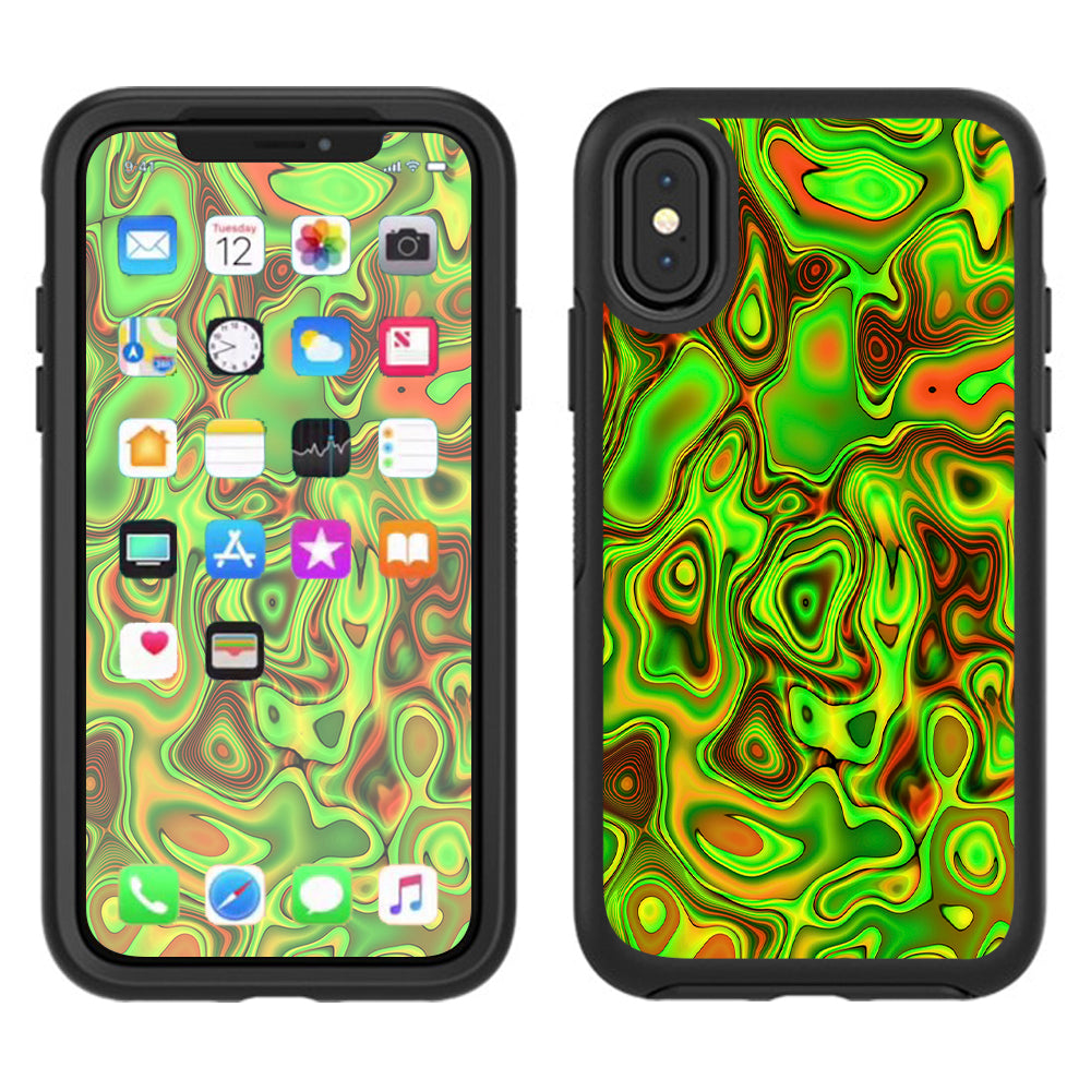  Green Glass Trippy Psychedelic Otterbox Defender Apple iPhone X Skin