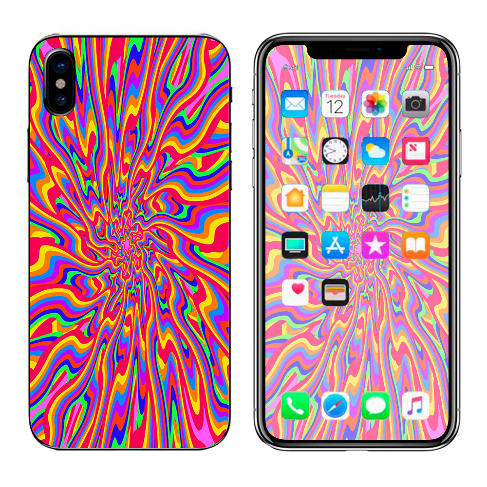  Optical Illusion Colorful Holographic Apple iPhone X Skin
