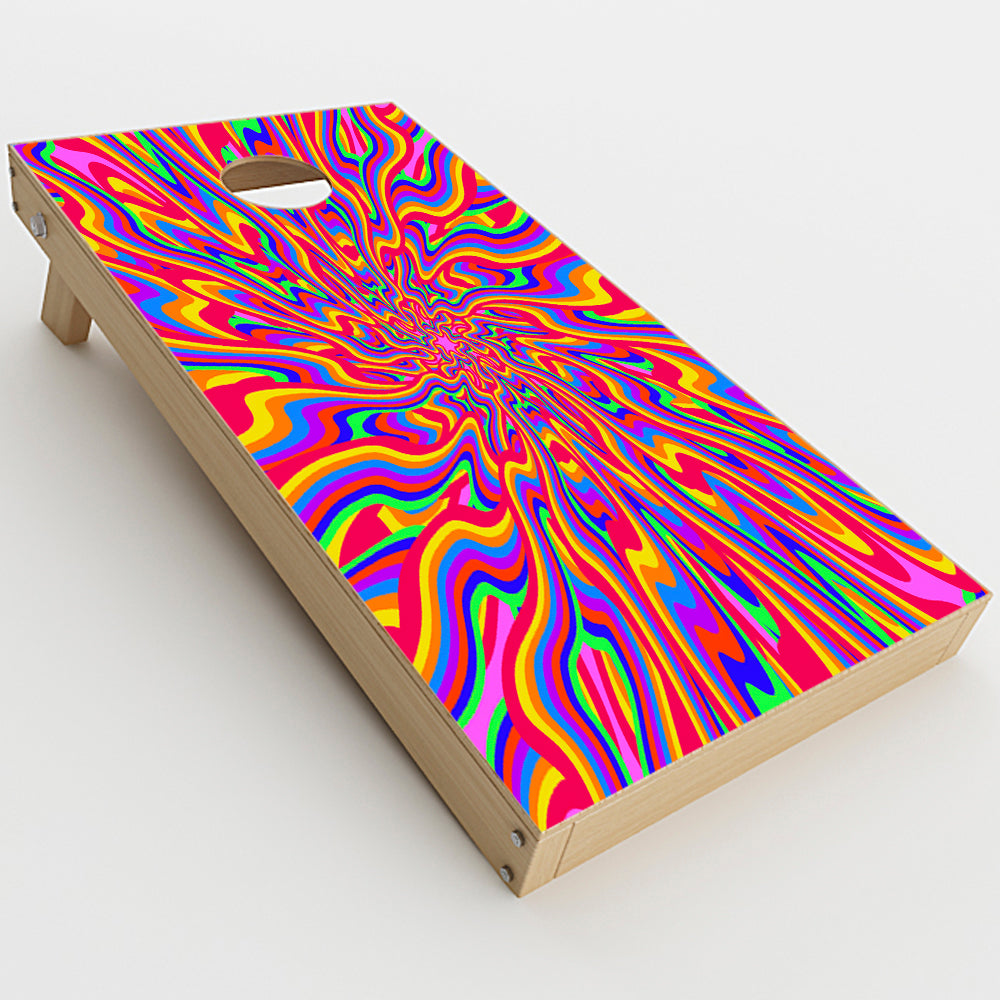  Optical Illusion Colorful Holographic  Cornhole Game Board (2 pcs.) Skin