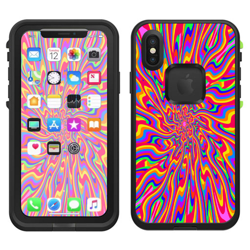  Optical Illusion Colorful Holographic Lifeproof Fre Case iPhone X Skin