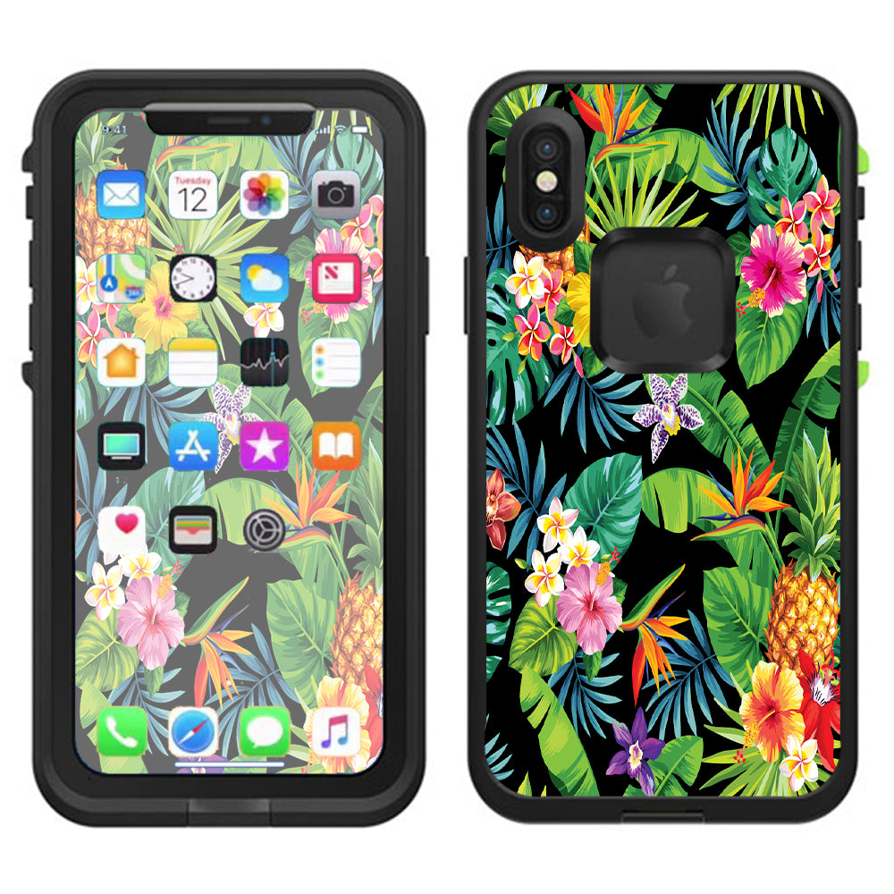  Tropical Flowers Pineapple Hibiscus Hawaii Lifeproof Fre Case iPhone X Skin
