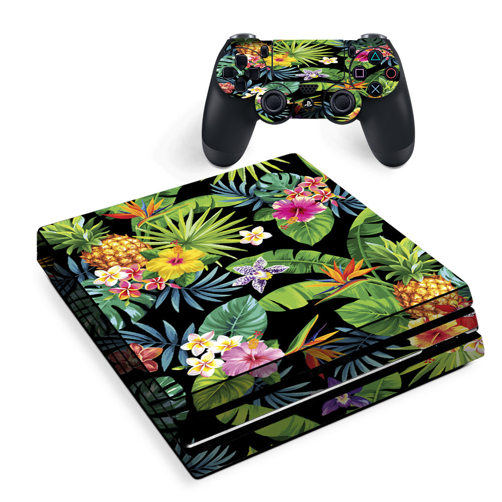 Tropical Flowers Pineapple Hibiscus Hawaii Sony PS4 Pro Skin