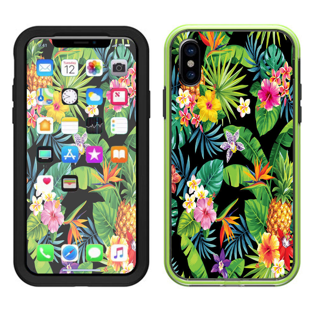  Tropical Flowers Pineapple Hibiscus Hawaii Lifeproof Slam Case iPhone X Skin