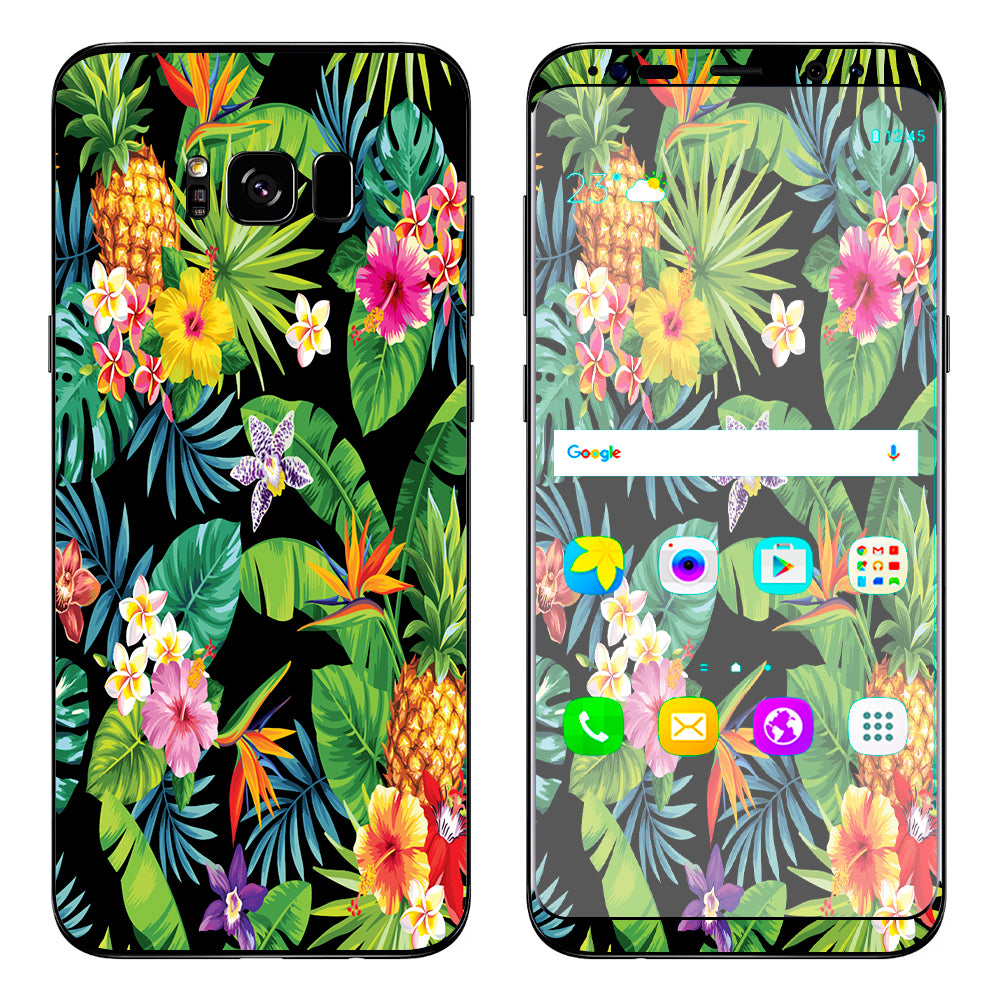  Tropical Flowers Pineapple Hibiscus Hawaii Samsung Galaxy S8 Skin