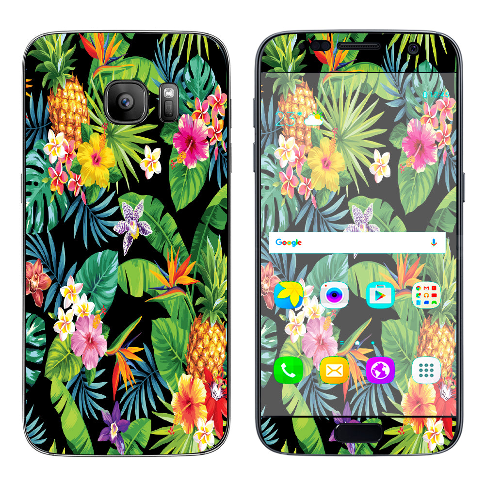  Tropical Flowers Pineapple Hibiscus Hawaii Samsung Galaxy S7 Skin