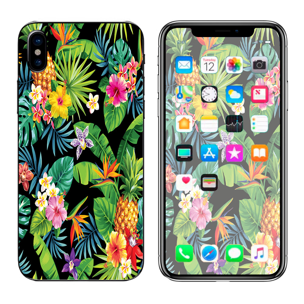 Tropical Flowers Pineapple Hibiscus Hawaii Apple iPhone X Skin