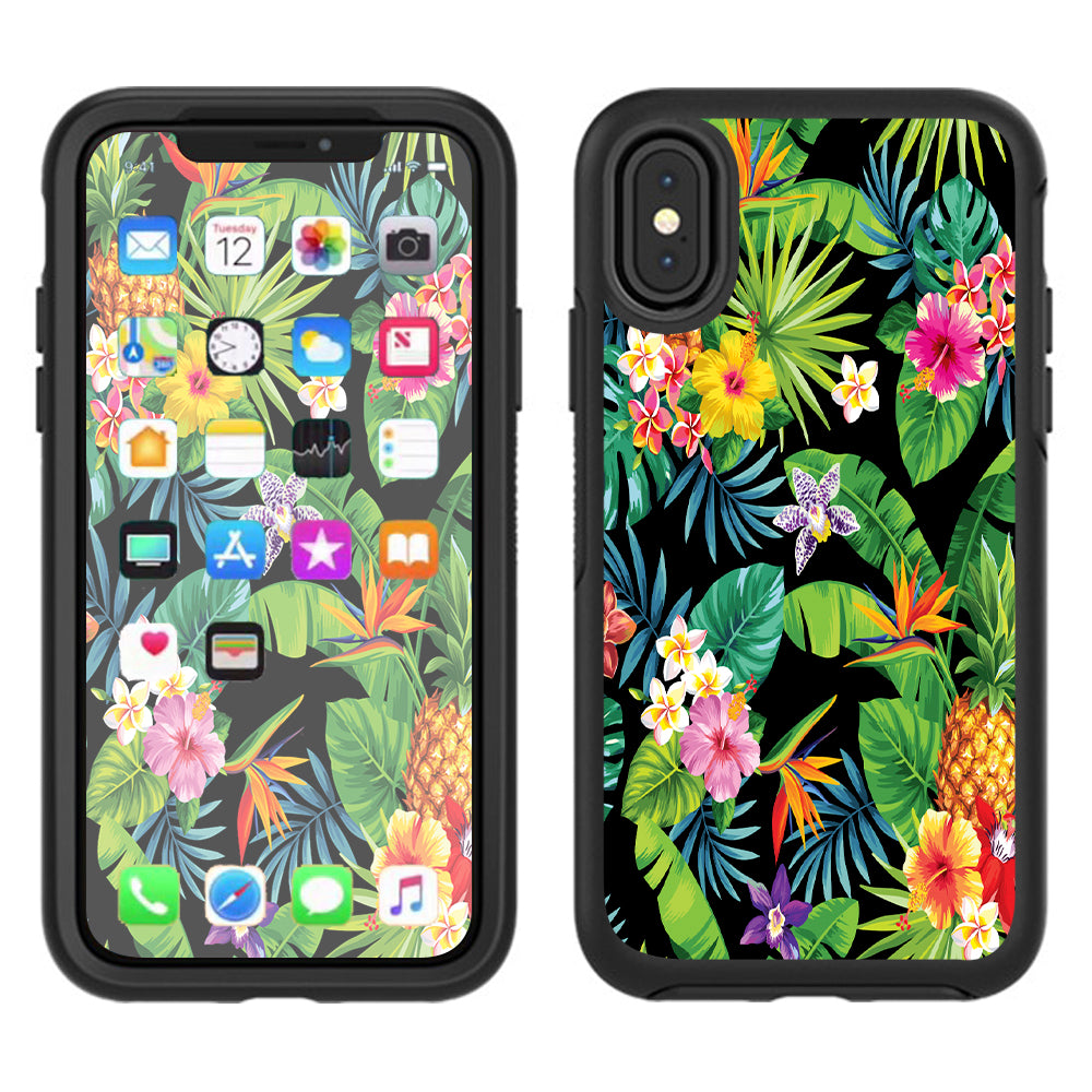  Tropical Flowers Pineapple Hibiscus Hawaii Otterbox Defender Apple iPhone X Skin