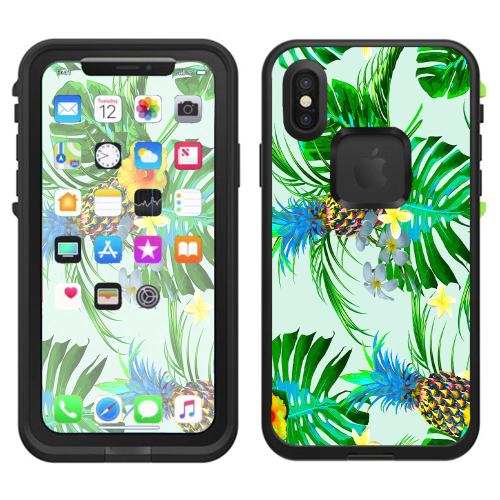  Tropical Floral Pattern Pineapple Palm Trees Lifeproof Fre Case iPhone X Skin