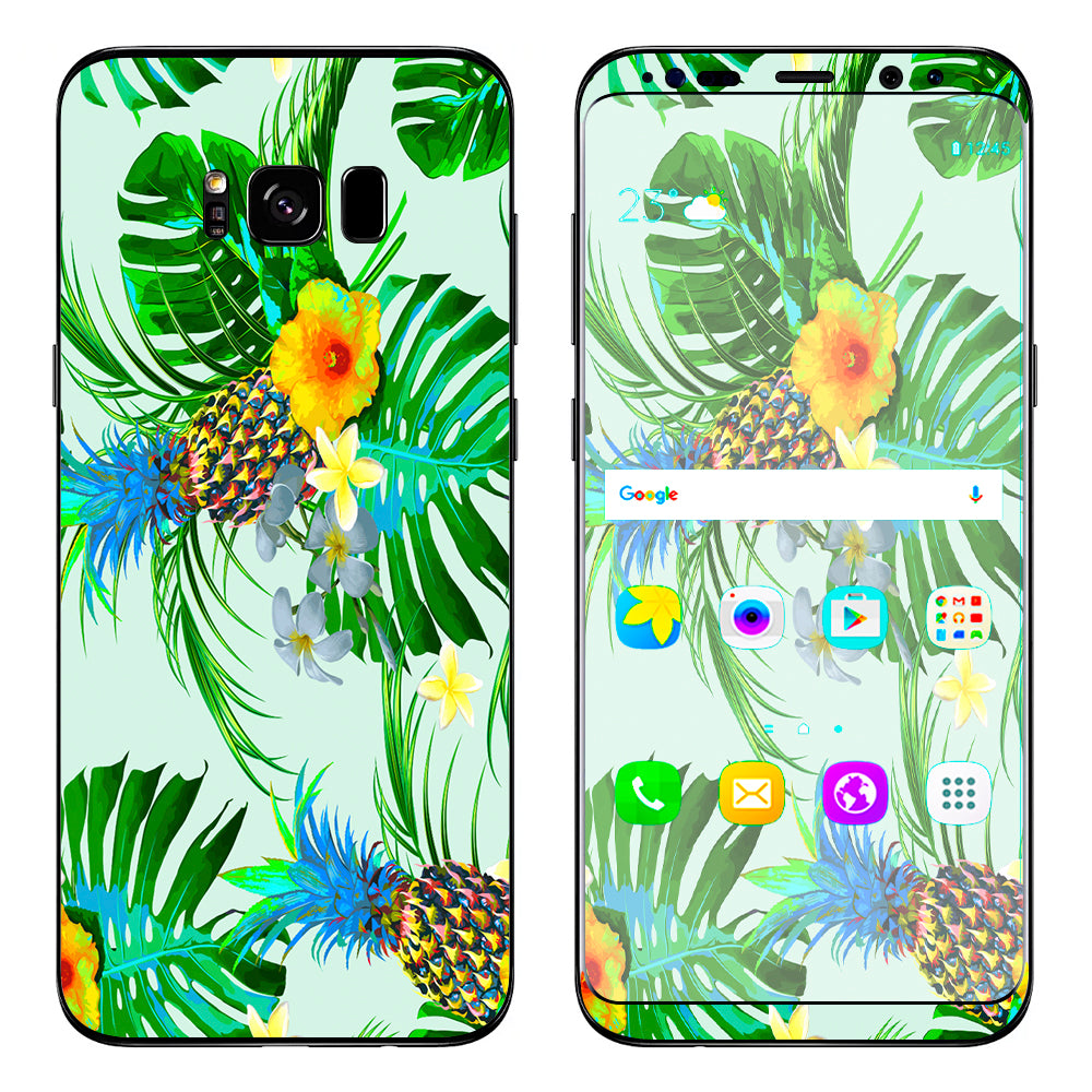  Tropical Floral Pattern Pineapple Palm Trees Samsung Galaxy S8 Skin