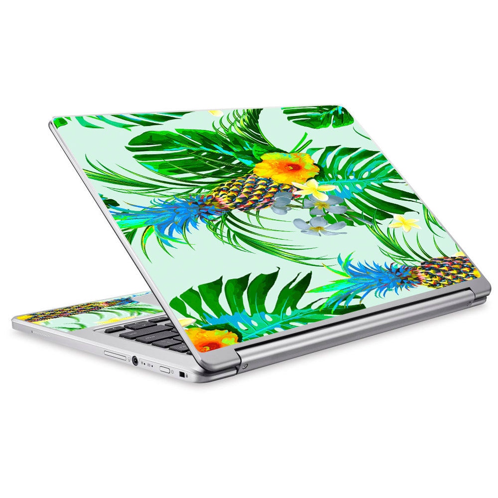  Tropical Floral Pattern Pineapple Palm Trees Acer Chromebook R13 Skin