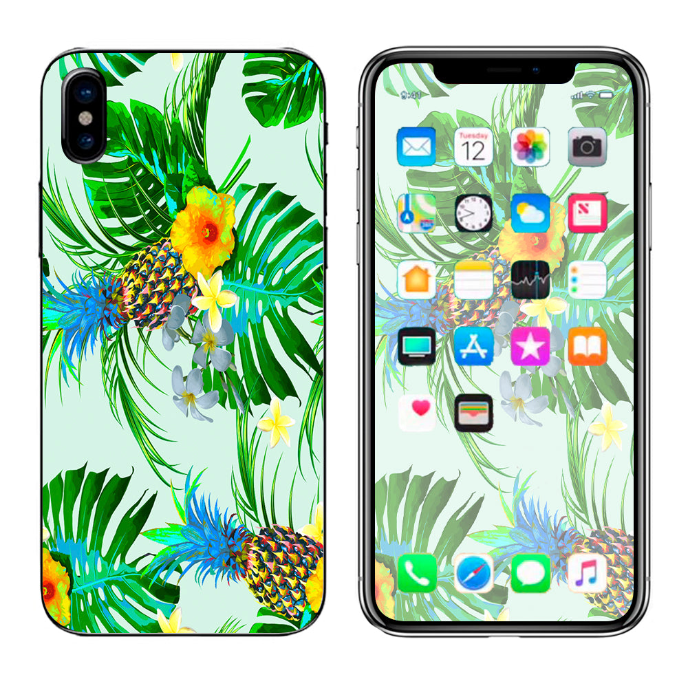  Tropical Floral Pattern Pineapple Palm Trees Apple iPhone X Skin