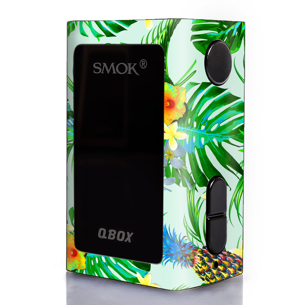  Tropical Floral Pattern Pineapple Palm Trees Smok Qbox 50w tc Skin