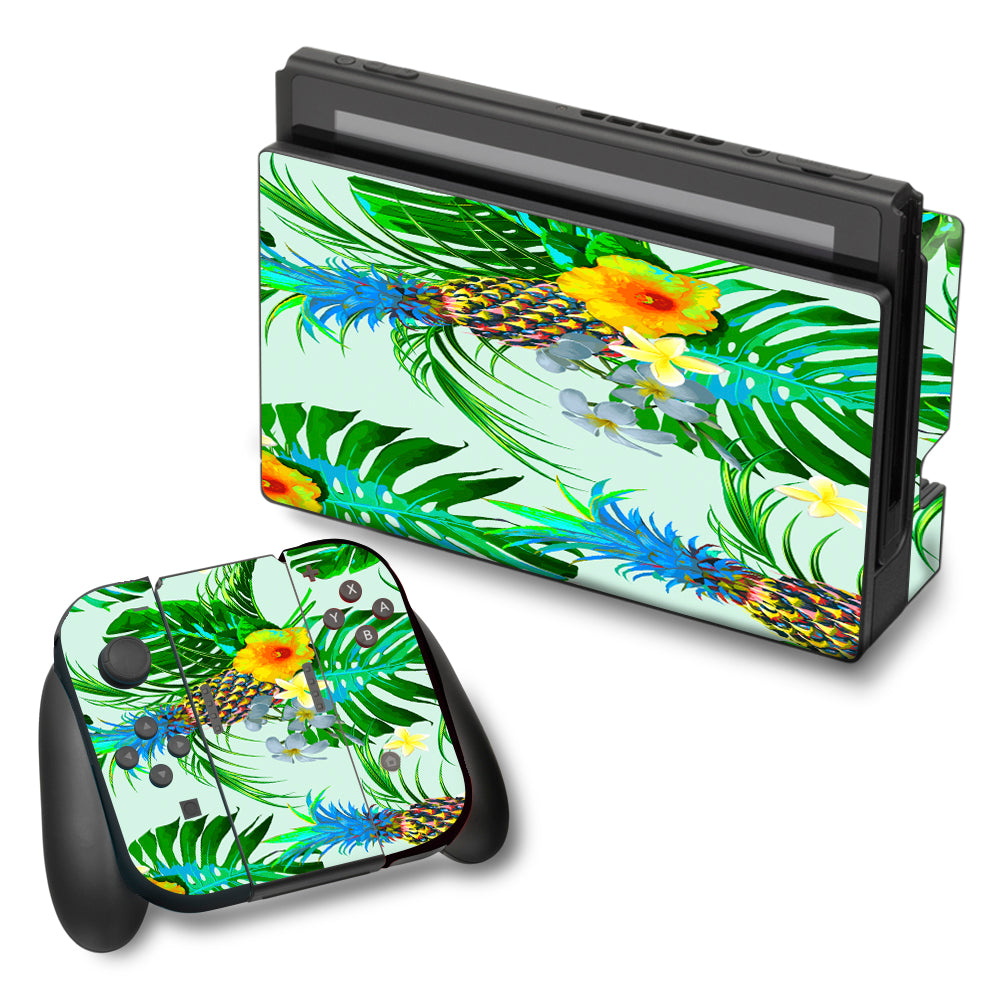  Tropical Floral Pattern Pineapple Palm Trees Nintendo Switch Skin