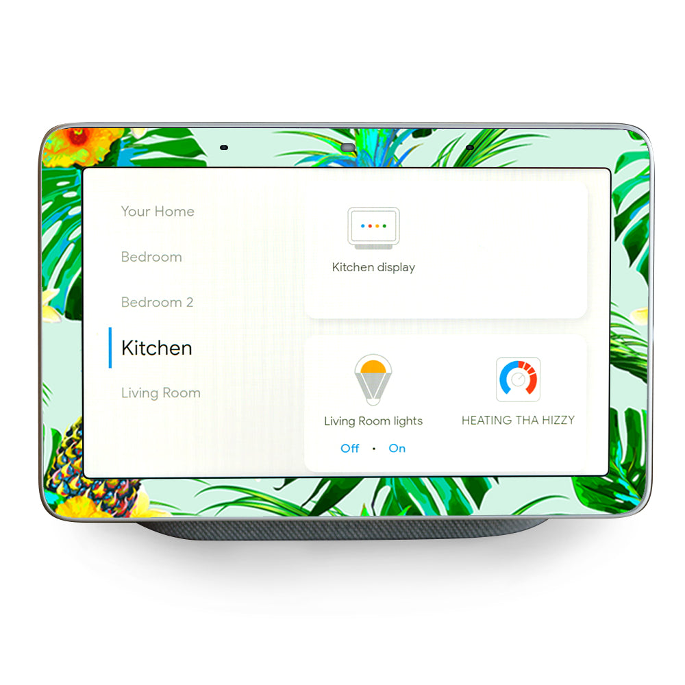Tropical Floral Pattern Pineapple Palm Trees Google Home Hub Skin