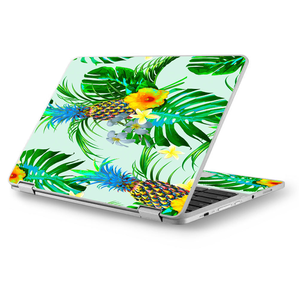  Tropical Floral Pattern Pineapple Palm Trees Asus Chromebook Flip 12.5" Skin