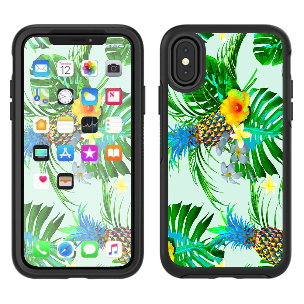  Tropical Floral Pattern Pineapple Palm Trees Otterbox Defender Apple iPhone X Skin