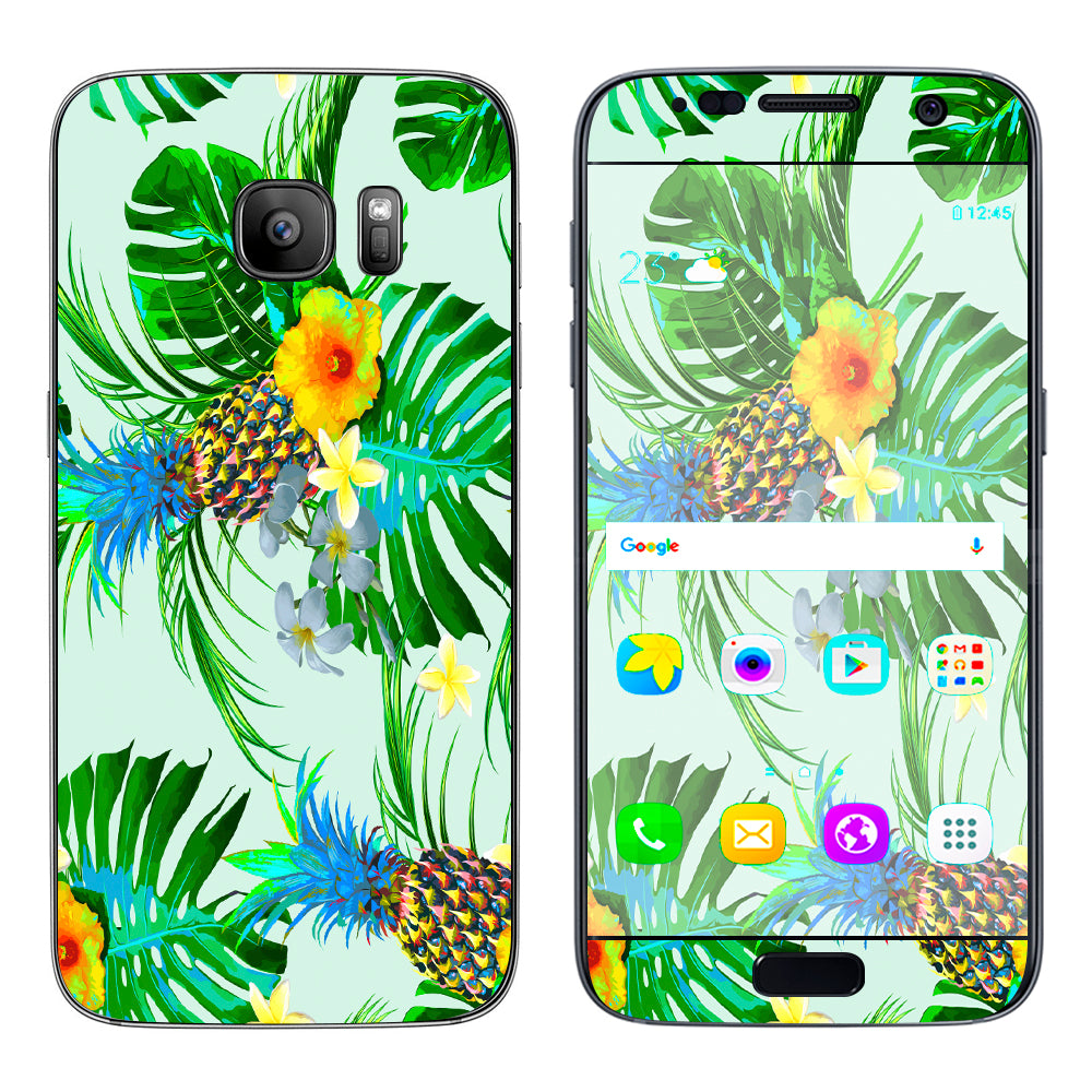  Tropical Floral Pattern Pineapple Palm Trees Samsung Galaxy S7 Skin