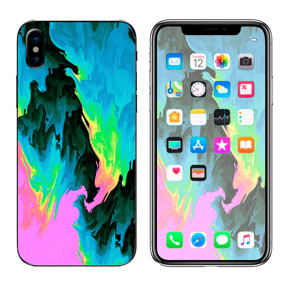  Water Colors Trippy Abstract Pastel Preppy Apple iPhone X Skin