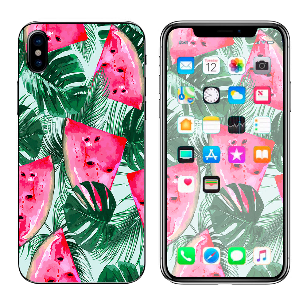  Watermelon Pattern Palm Apple iPhone X Skin