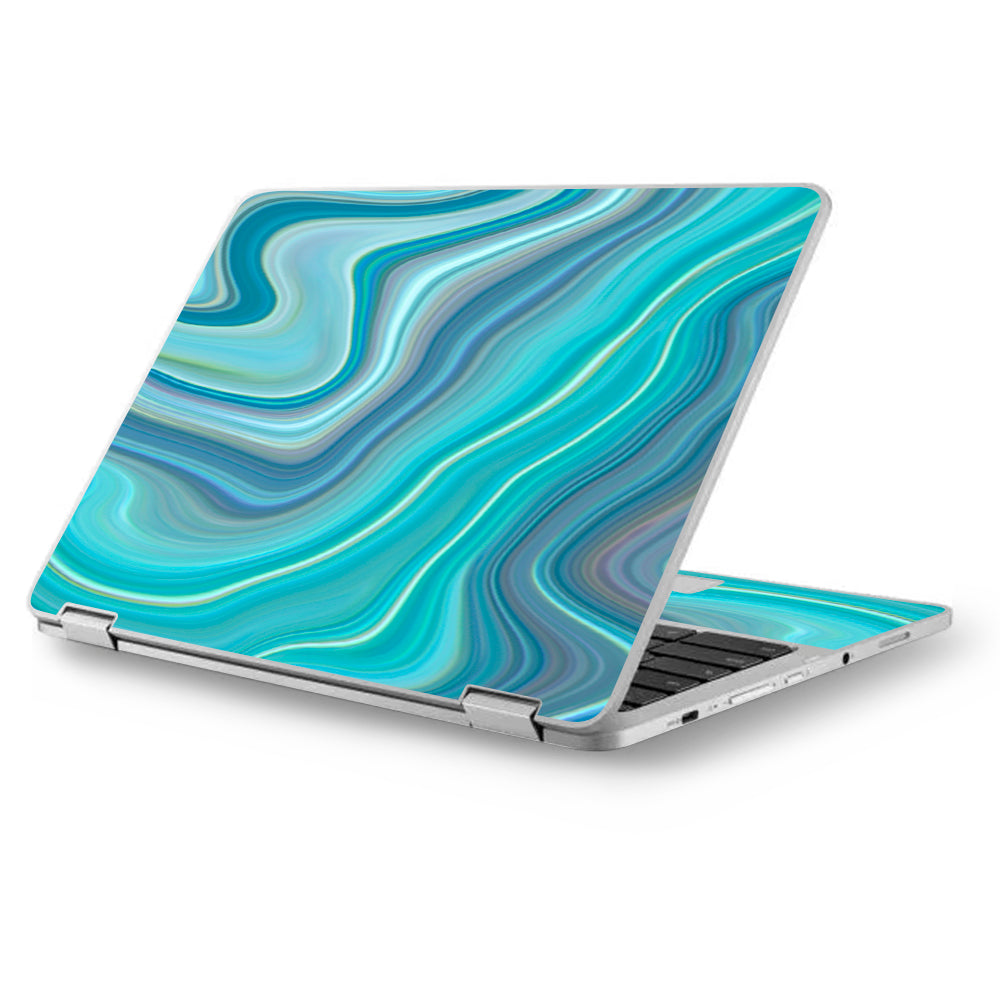  Blue Glass Marble Stone Geode Asus Chromebook Flip 12.5" Skin