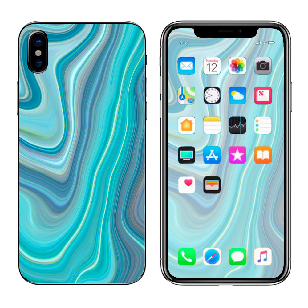  Blue Glass Marble Stone Geode Apple iPhone X Skin