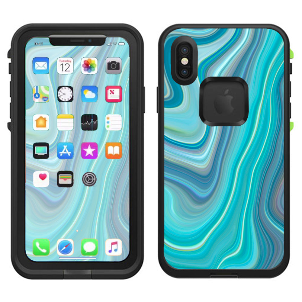  Blue Glass Marble Stone Geode Lifeproof Fre Case iPhone X Skin