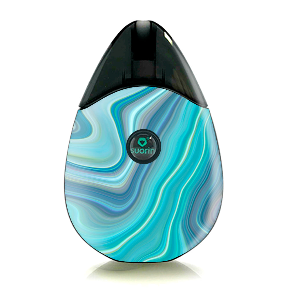 Skin Decal for Suorin Drop Vape Blue Glass Marble Stone Geode