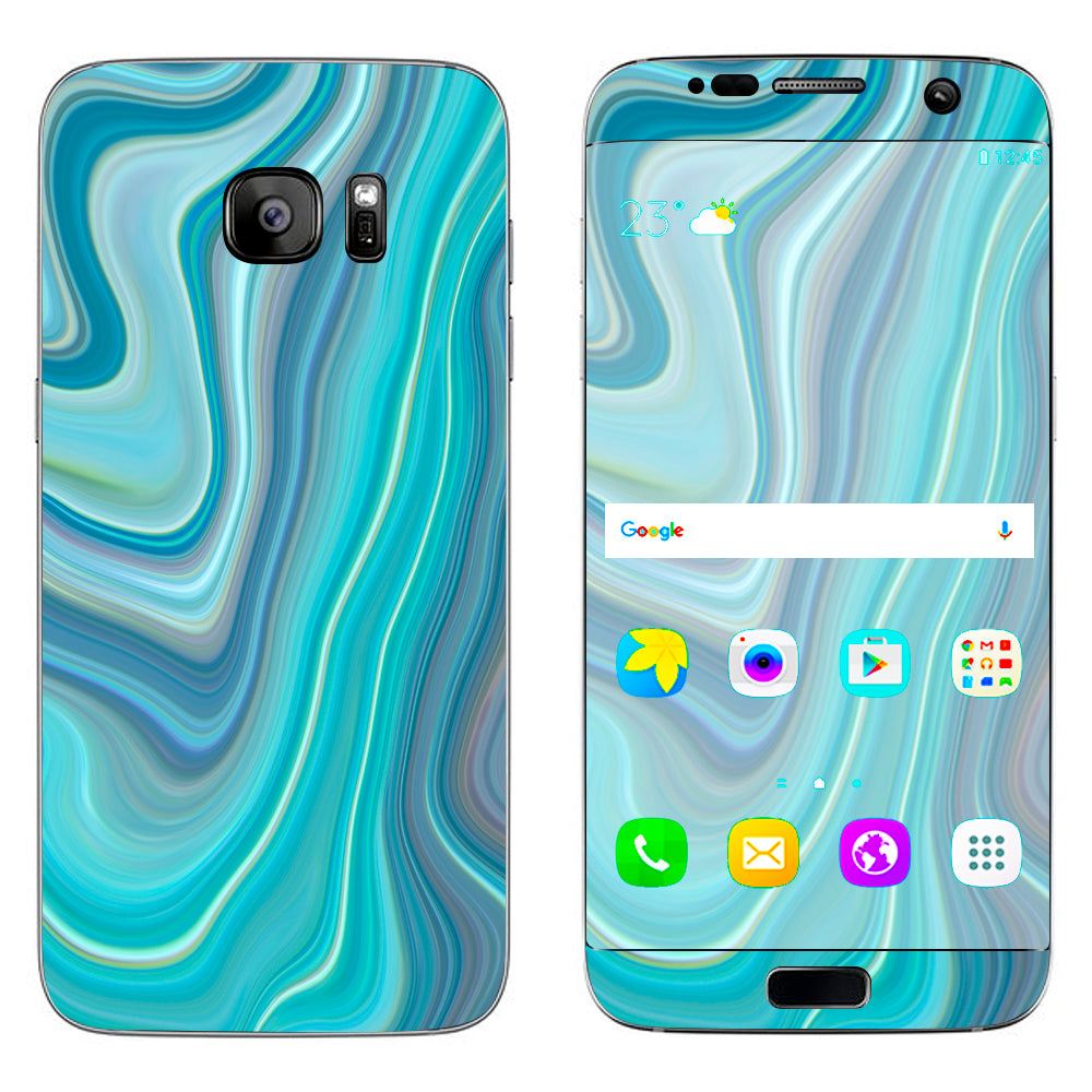  Blue Glass Marble Stone Geode Samsung Galaxy S7 Edge Skin