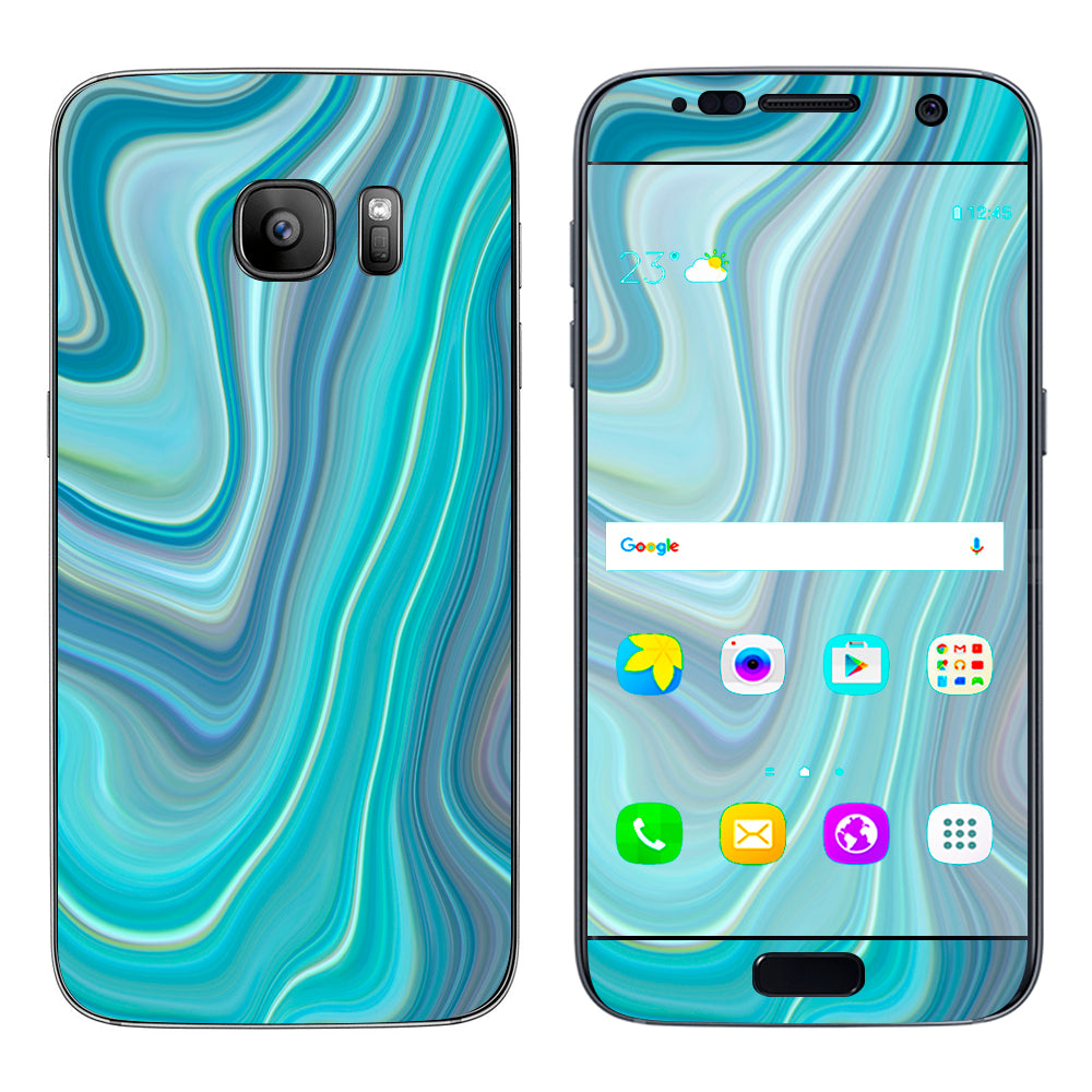  Blue Glass Marble Stone Geode Samsung Galaxy S7 Skin