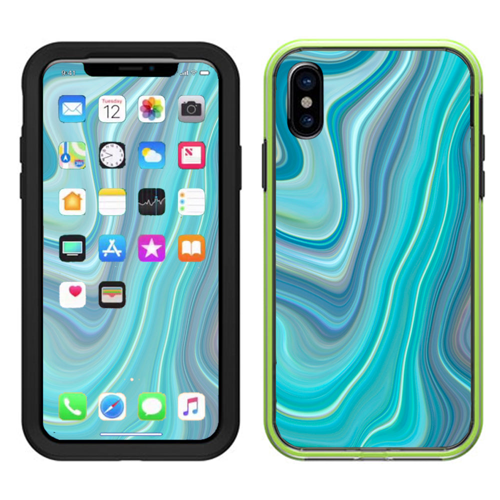  Blue Glass Marble Stone Geode Lifeproof Slam Case iPhone X Skin