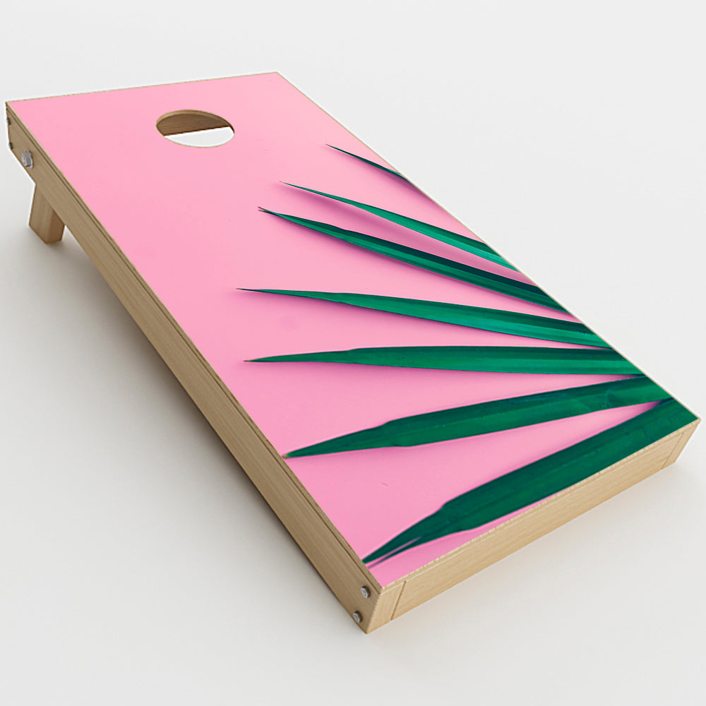  Pink Green Palm Frawns  Cornhole Game Board (2 pcs.) Skin