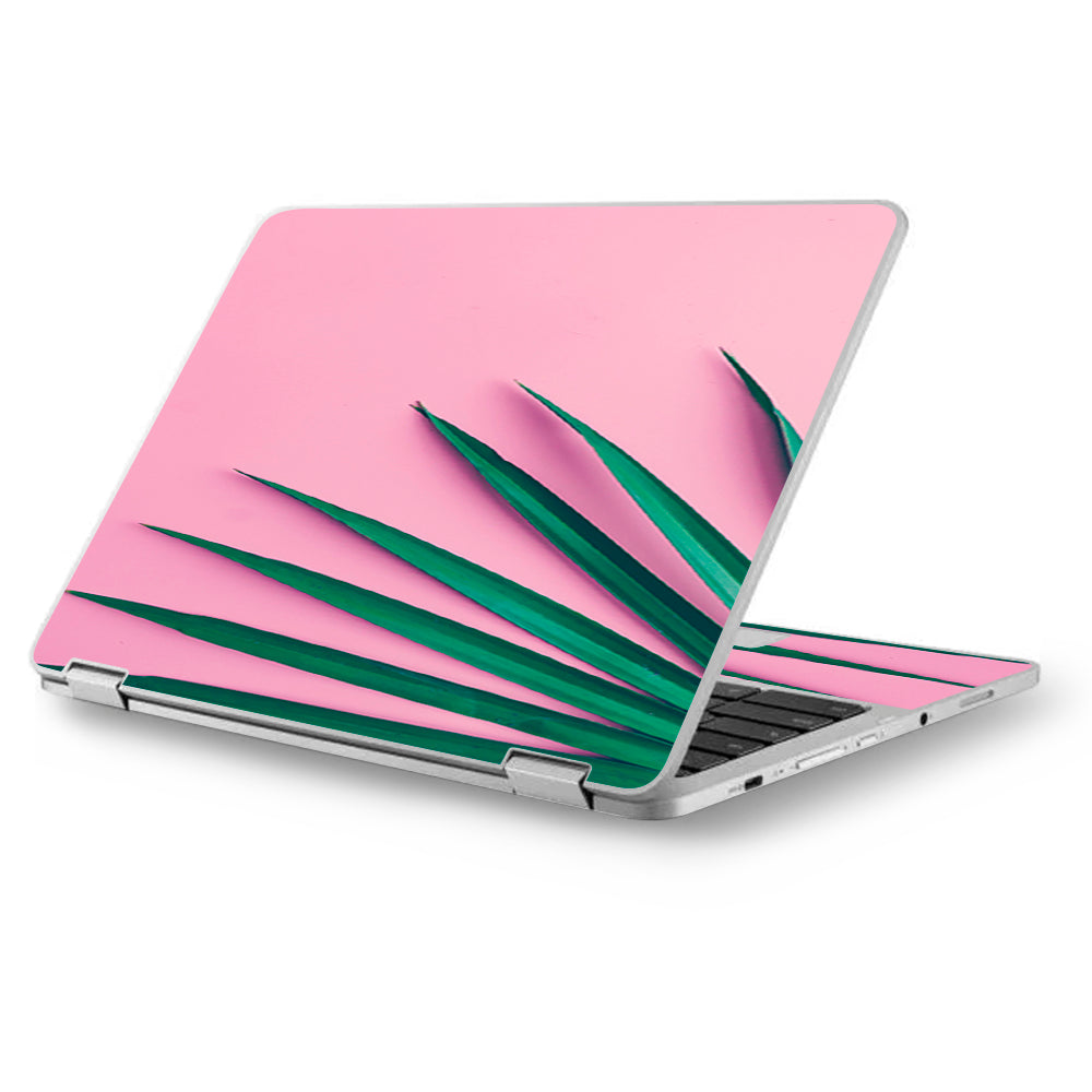  Pink Green Palm Frawns Asus Chromebook Flip 12.5" Skin