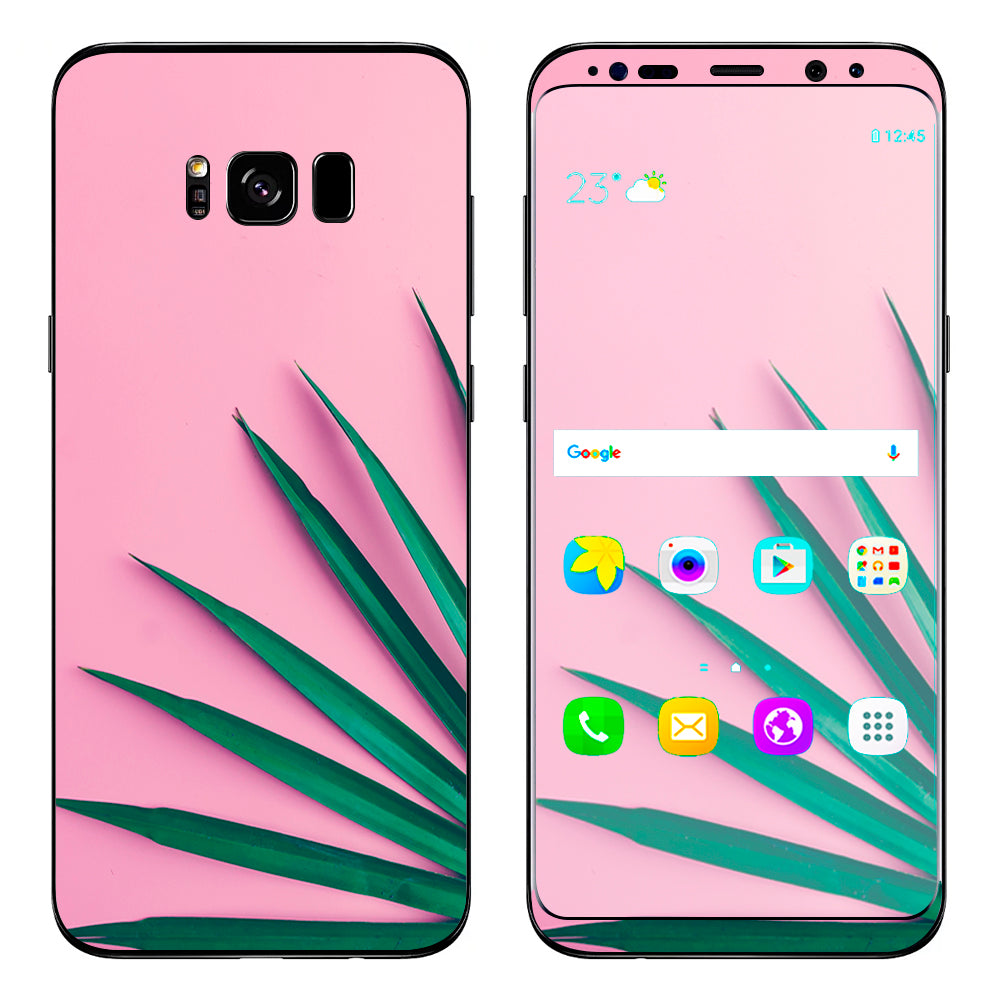  Pink Green Palm Frawns Samsung Galaxy S8 Skin