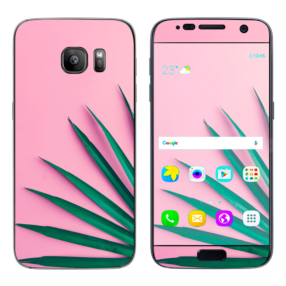  Pink Green Palm Frawns Samsung Galaxy S7 Skin