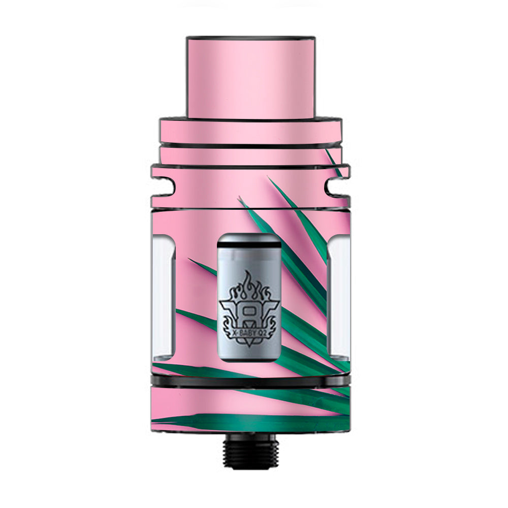 Pink Green Palm Frawns TFV8 X-baby Tank Smok Skin