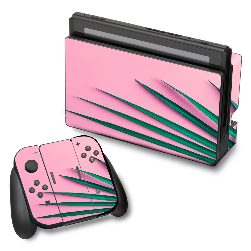  Pink Green Palm Frawns Nintendo Switch Skin