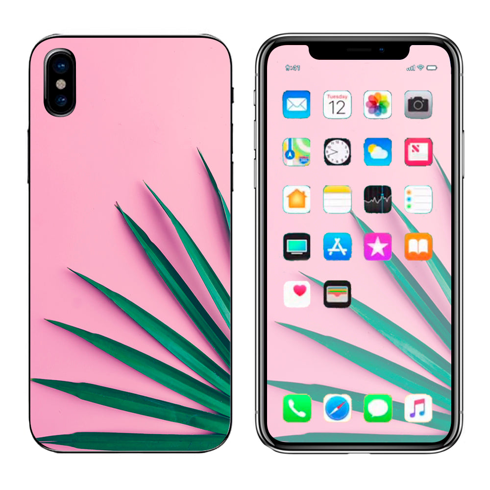  Pink Green Palm Frawns Apple iPhone X Skin