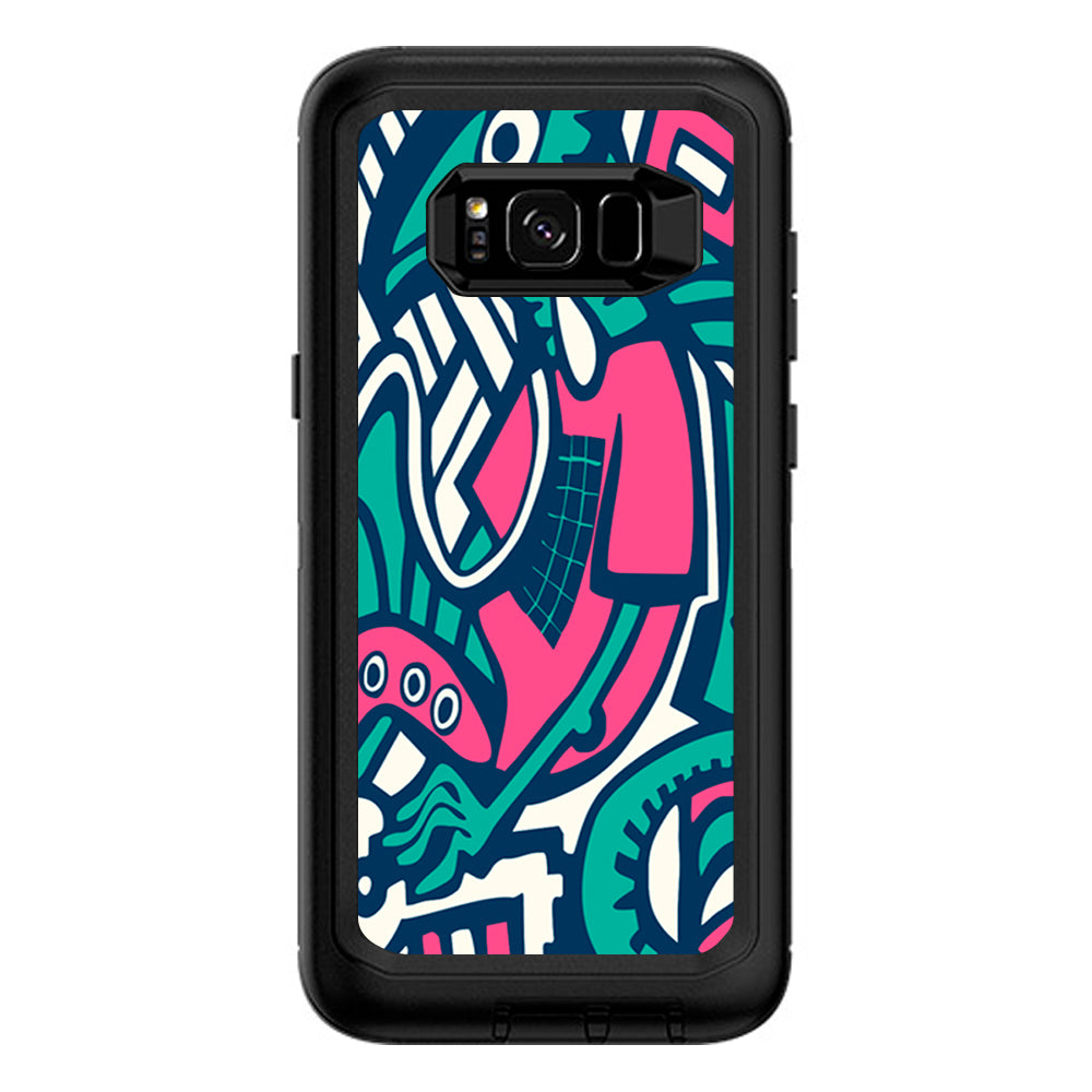  Green Gecko Abstract Pop Art Otterbox Defender Samsung Galaxy S8 Plus Skin