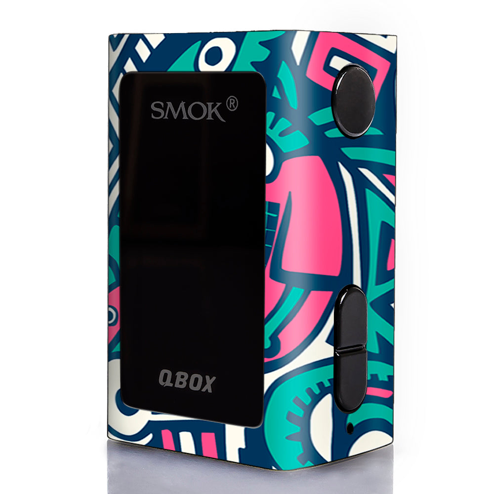  Green Gecko Abstract Pop Art Smok Qbox 50w tc Skin