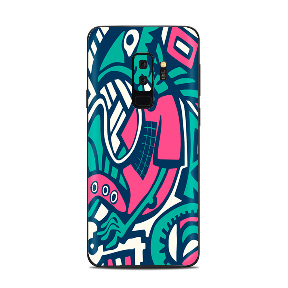  Green Gecko Abstract Pop Art Samsung Galaxy S9 Plus Skin