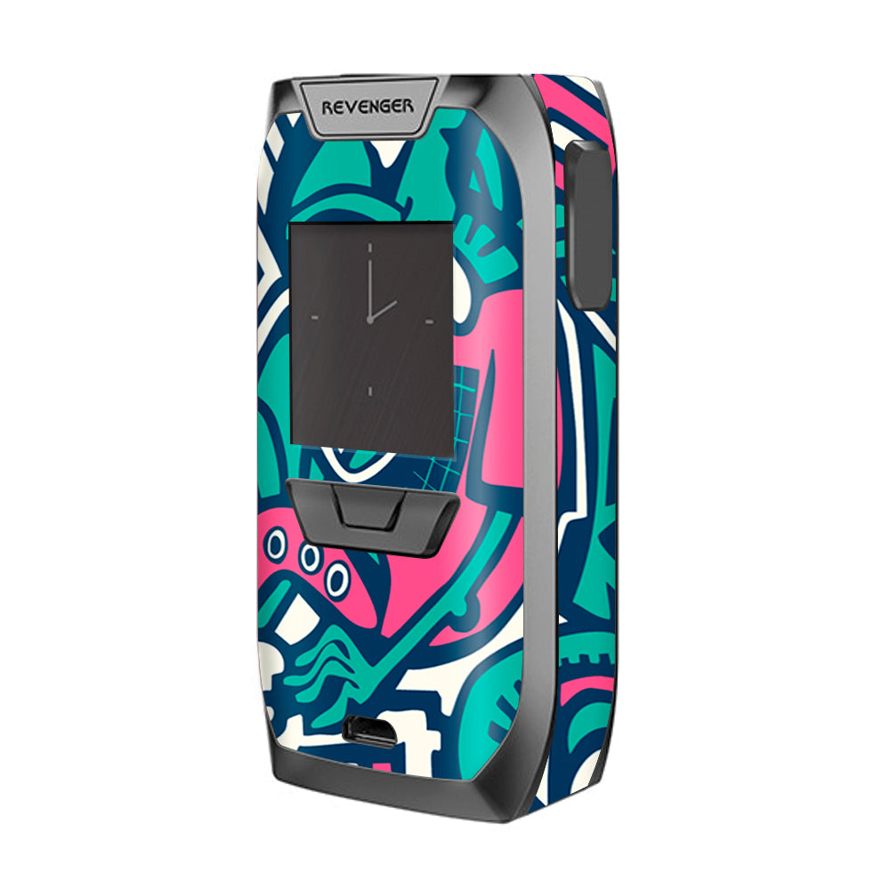  Green Gecko Abstract Pop Art Vaporesso Revenger Skin